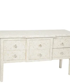 Bone Inlay 6 Drawer Console Geometric White