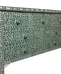 Bone Inlay 7 Drawer Floral Design Dresser Chest