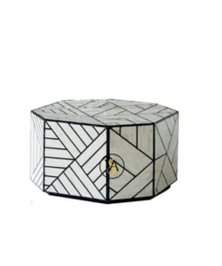 Bone Inlay Octagon Coffee Table Full Geometric Design
