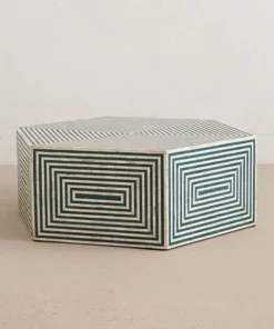 Bone Inlay Hexagonal Stripe Design Coffee Table
