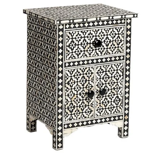 Bone-Inlay-Side-Cabinet-one-drawer-two-door4 Black Bone Inlay Side Cabinet