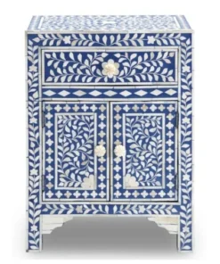 Navy Blue Bone Inlay Nightstand