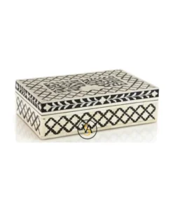 Alternative view of Black & White Bone Inlay Jewelry Storage Box