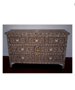 Bone Inlay Seven Drawer Brown Color chest of drawer Dresser