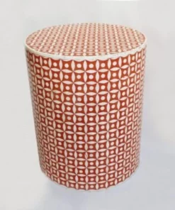 Handmade bone inlay round side table