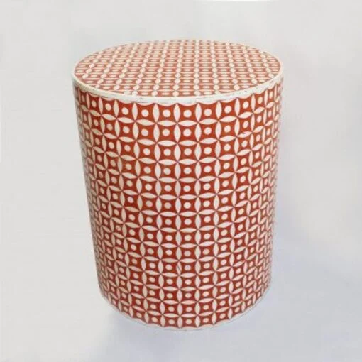 Handmade bone inlay round side table