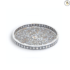 MOTHER OF PEARL INLAY ROUND TRAY GREY COLOR