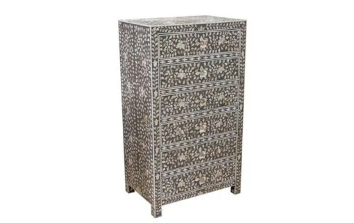 Mother-Of-Pearl-Chest-of-6-Drawers-Tall-Boy-in-Grey-color-with-Free-Shipping-510x321