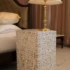Mother of pearl inlay 1 drawer 2 door bedside white color in modern bedroom