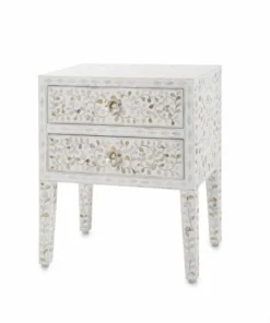 Mother of Pearl 2 Drawer Nightstand for modern interiors