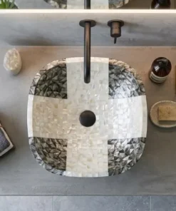 Alternative view of Black & White Mother of Pearl Wash Basin