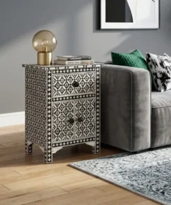 Black Bone Inlay Side Cabinet For Living Room