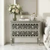 Black and white geometric bone inlay 2 drawer chest in luxury bedroom