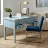 Blue Bone Inlay 5 Drawer Writing Desk