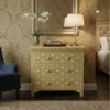 Handmade bone inlay 3 drawer chest places in luxury bedroom with furnished