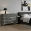 Bone Inlay 4 Drawer Chest Iberia Design Black Color Set in Modern Bedroom