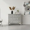 Bone Inlay 4-Drawer Hexagon Chest of Drawer in Grey color in grey room with wall frame and decor items