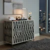 Bone Inlay Chest of Drawers Black & White with Modern Pattern with Free Shipping placed in luxury hotel room with amenities