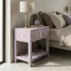 Bone Inlay Lavender Floral 2 Drawer Bedside Table for modern bedroom furniture