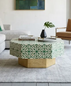 Green Bone Inlay Modern Design Coffee Table for your living room