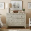 Grey Bone Inlay 3 Drawer Chest Dresser