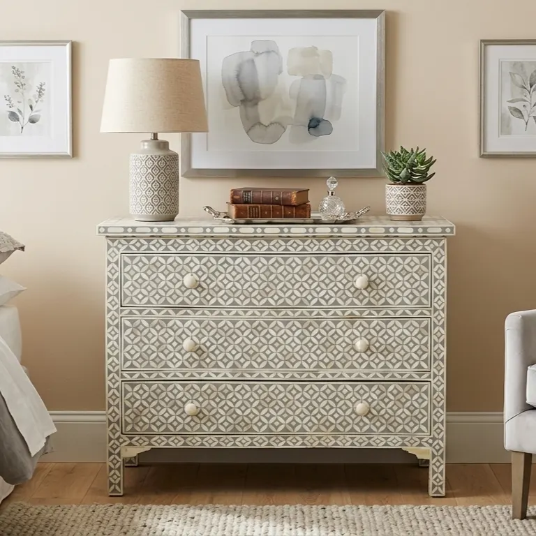 grey-bone-inlay-3-drawer-chest-dresser Grey Bone Inlay 3 Drawer Chest Dresser