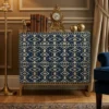 Ikat Navy Blue Bone Inlay Chest of 3 Drawers