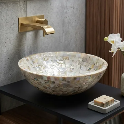 Handmade Mother of Pearl decorative round wash basin