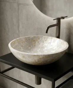 Handmade white Mother of Pearl round wash basin