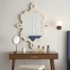 Traditional White Bone Inlay Wall Mirror in Modern vanity room