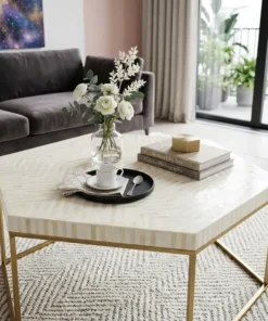 White Bone Inlay Coffee Table with modern design