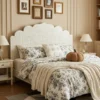 Handmade White Mother of Pearl Inlay Bed Headboard in Modern Bedroom