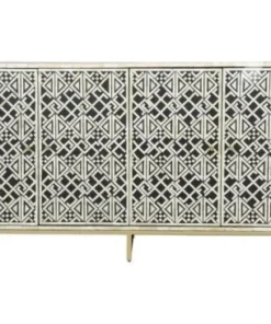 Handmade Black Bone Inlay 4 Door Sideboard Front view