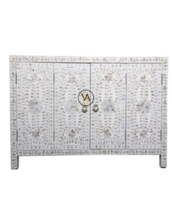 Mother of Pearl Inlay Floral Sideboard 4-Doors