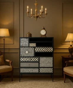 Ariel Bone Inlay Cabinet Multi Drawer And Door