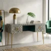 Black Bone Inlay Optical Design Console Table