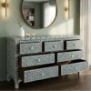 Bone Inlay 7 Drawer Chest Dresser Geometry Design