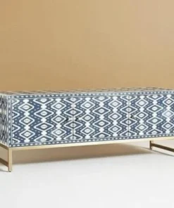Alternative view of Navy Blue Bone Inlay Ikat Optical Media Console