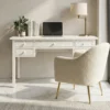 White Bone Inlay 5 Drawer Writing Desk with Floral Design