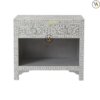 Bone Inlay Bedside Floral Pattern in Pale Grey