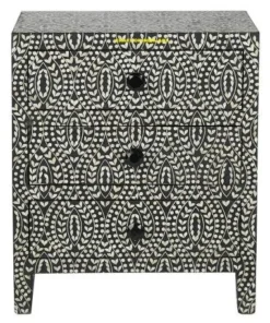 Bone Inlay Bedside In Black Nest Pattern