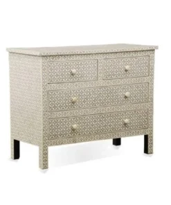 Bone Inlay Chest of 4 Drawers in Gray