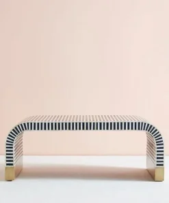 Luxury navy blue bone inlay waterfall coffee table
