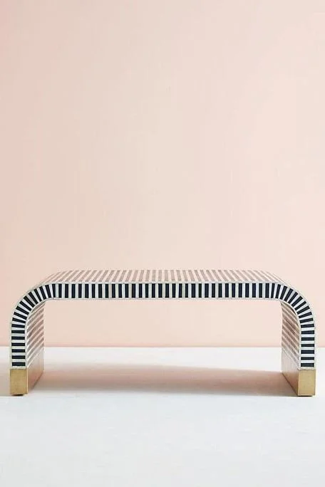Luxury navy blue bone inlay waterfall coffee table