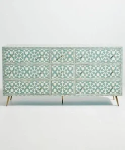 Bone inlay Moroccan design 9 drawer storage dresser