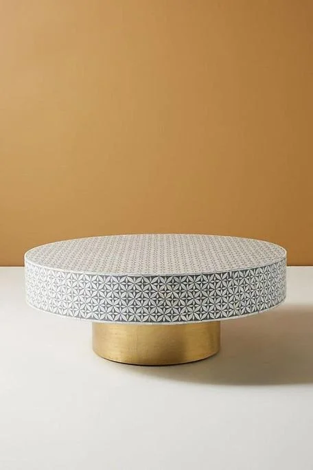 Mother Of Pearl Inlay Round Coffee Table