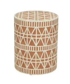 Brown bone inlay designer side table