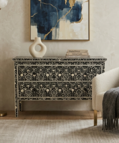 Black Bone Inlay 2 Drawer Chest