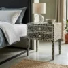 Black Bone Inlay 2 Drawer Nightstand