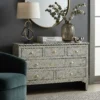 Black Bone Inlay Chest of 7 Drawer Dresser